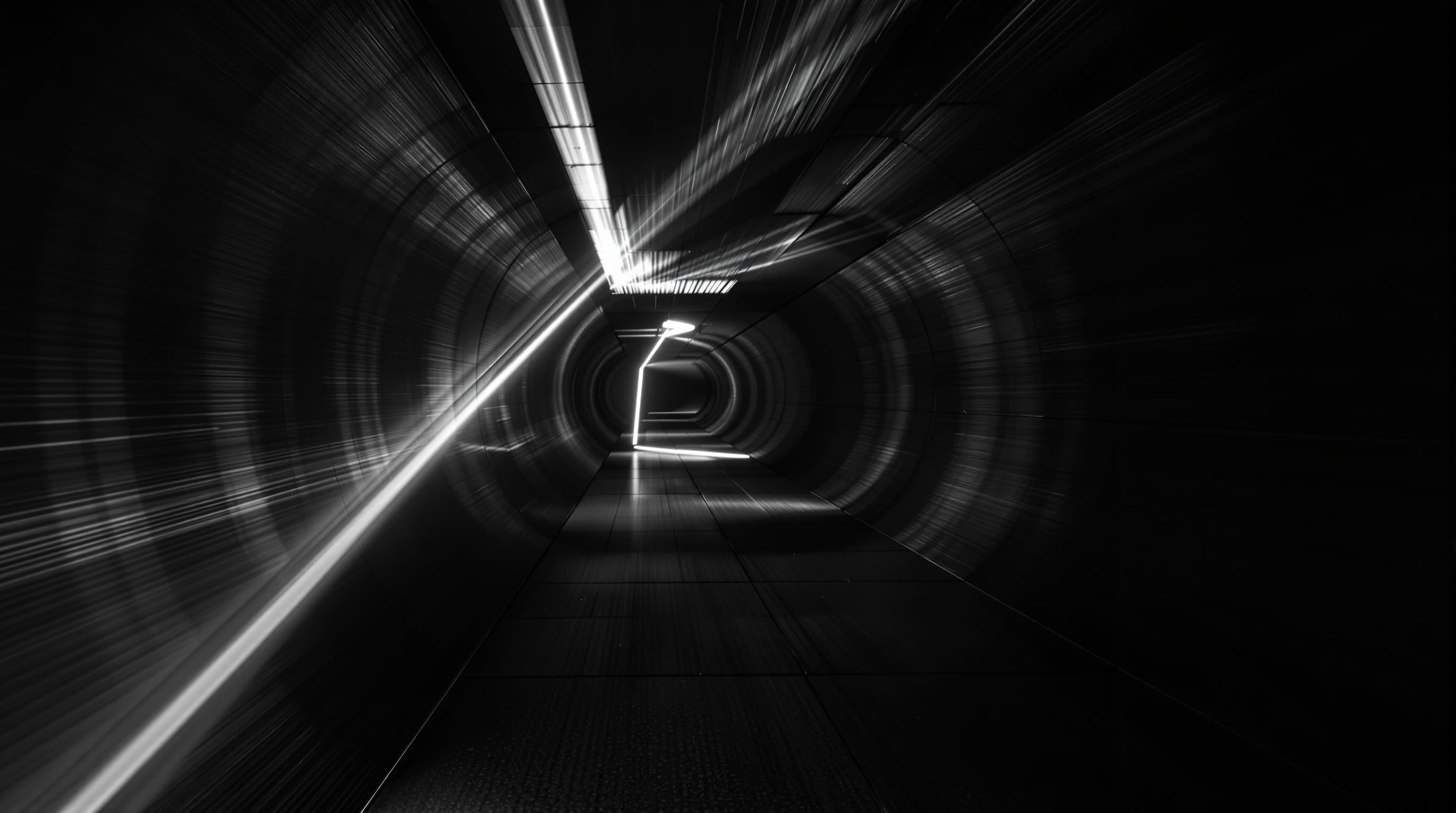 Long-exposure light trace inside a dark machined enclosure